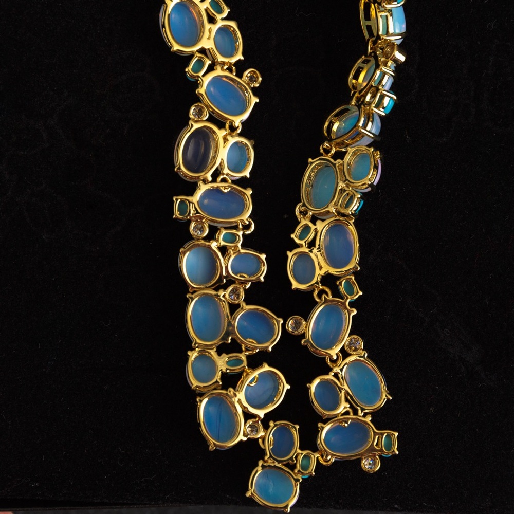 Real Collectibles by Adrienne cabachon necklace blue stones & faux diamonds - Picture 14 of 16